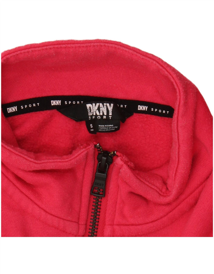 DKNY Dame Oversized grafisk lynlås-hals Sweatshirt Jumper UK 10 Small Pink