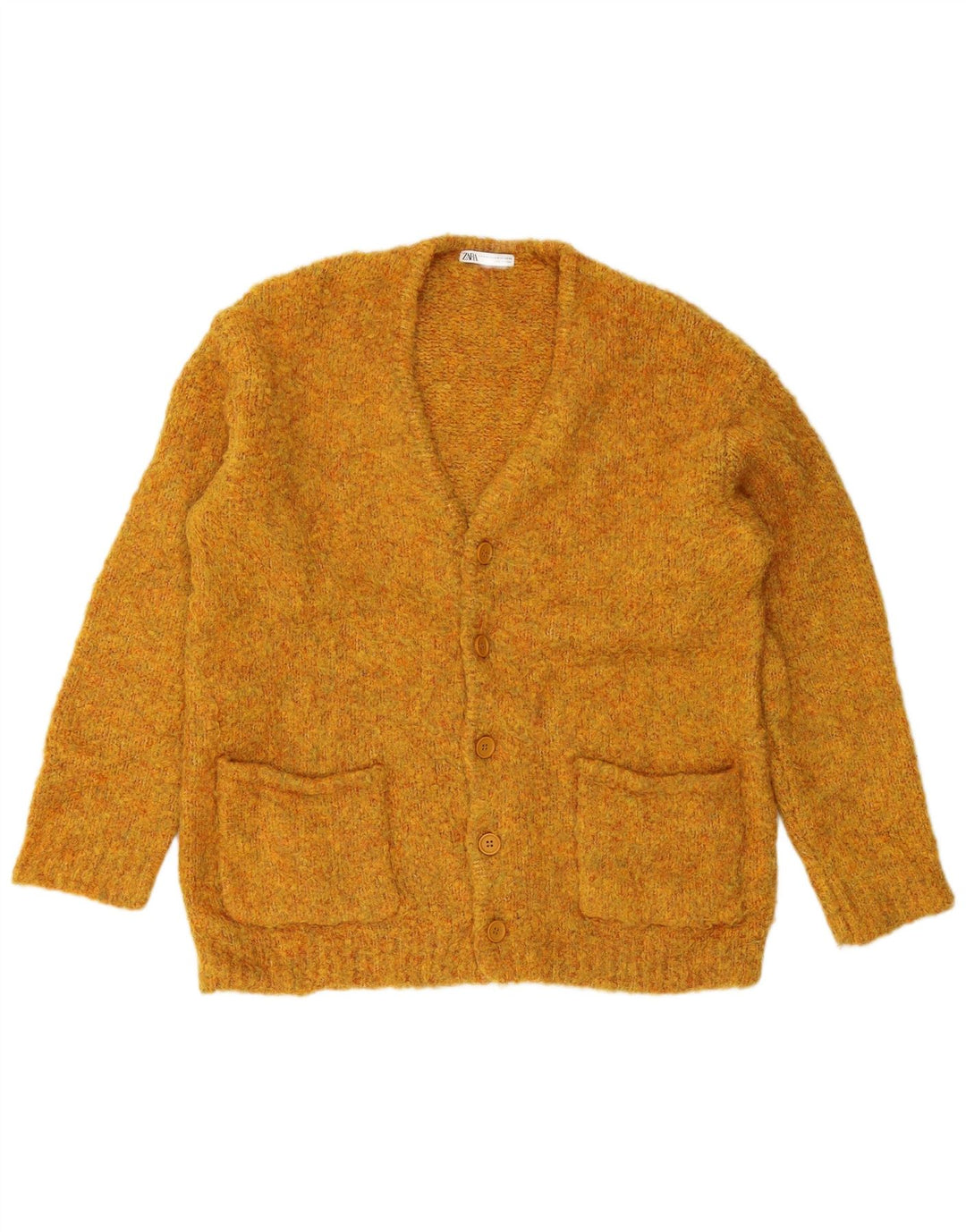 ZARA Womens Cardigan Sweater UK 14 Medium Yellow