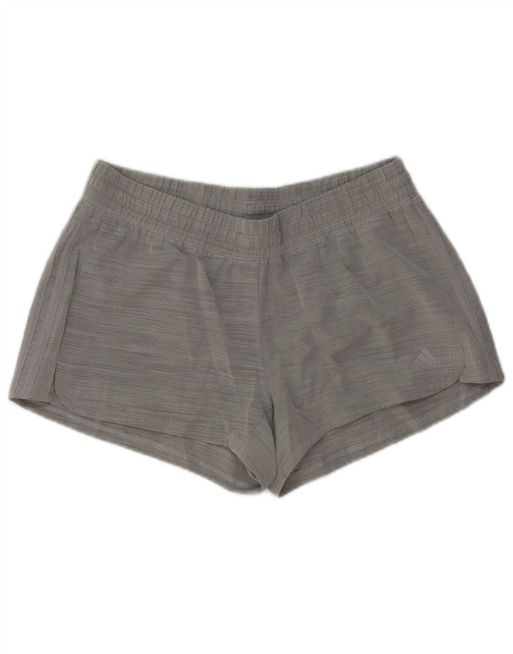 Adidas sportsshorts til kvinder UK 12/14 mellemgrå nålestribet polyester
