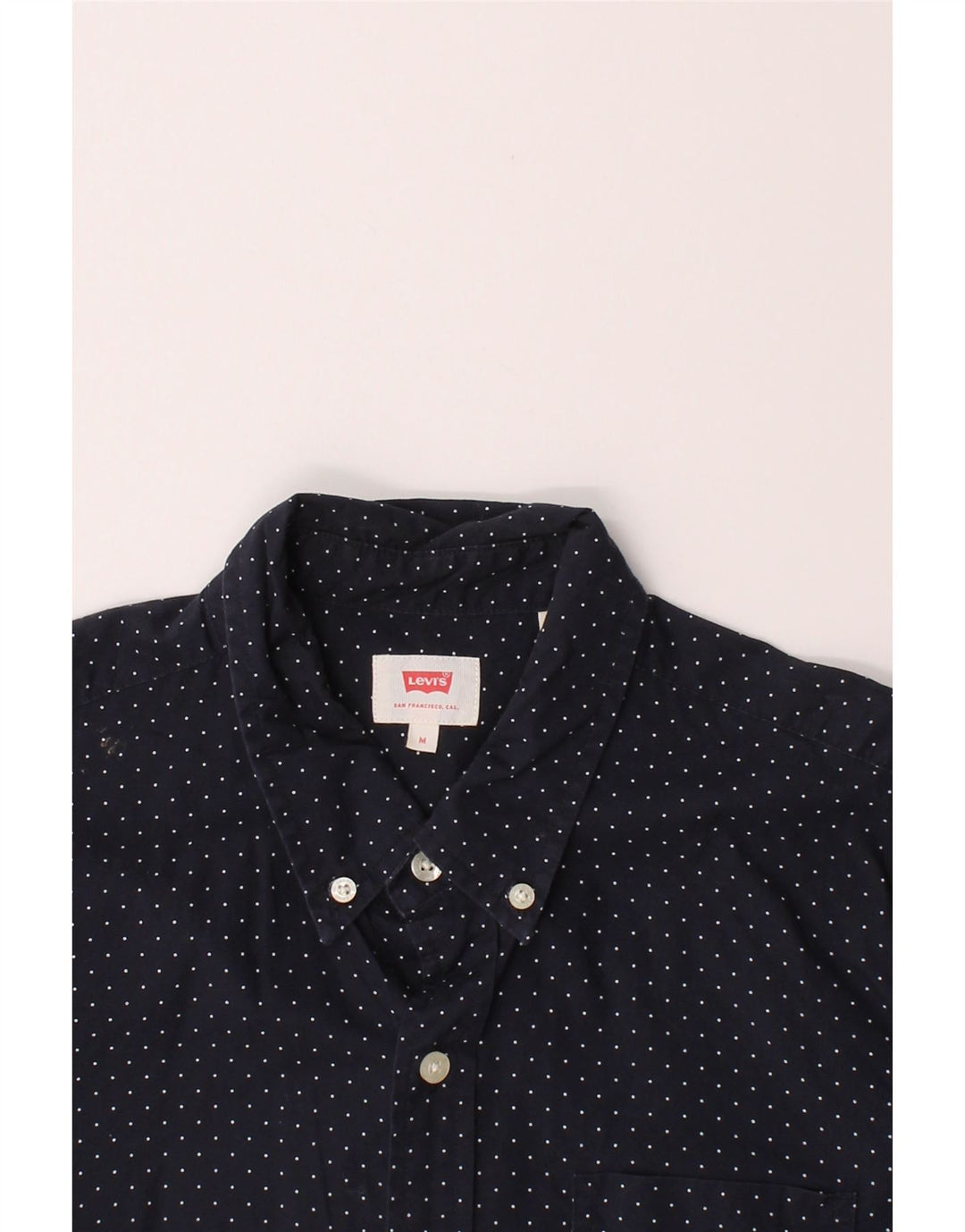 LEVI'S Mens Shirt Medium Navy Blue Spotted Cotton Vintage Levi's and Second-Hand Levi's from Messina Hembry 