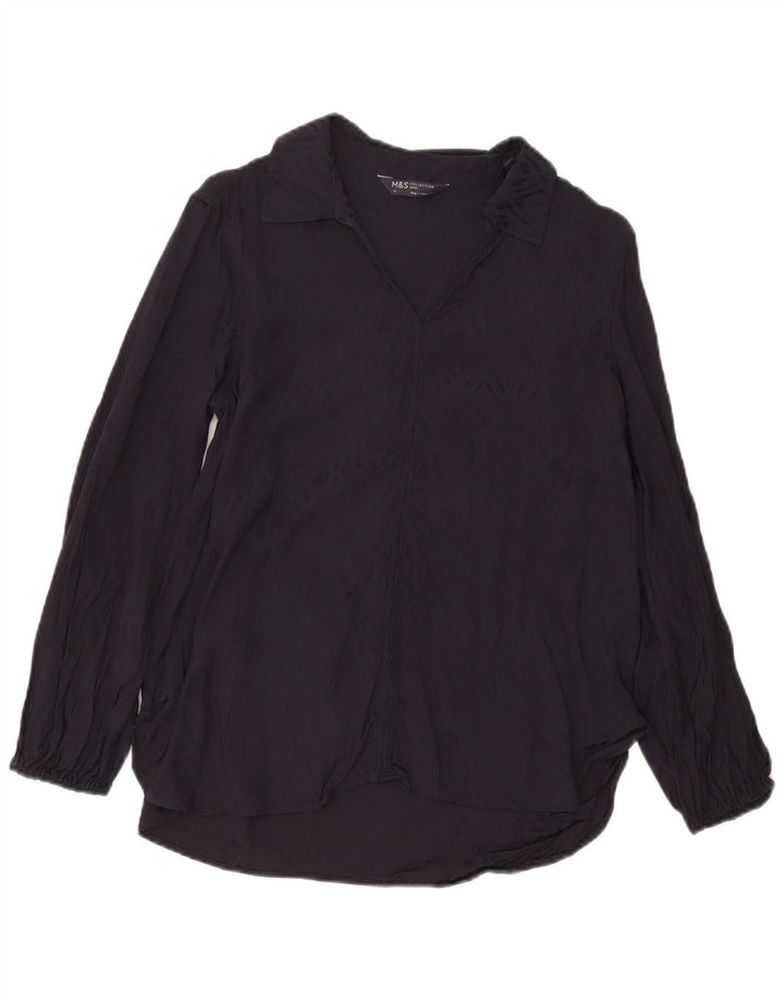 Marks & Spencer Dame Pullover Shirt UK 12 Medium Navy Blue Viscose