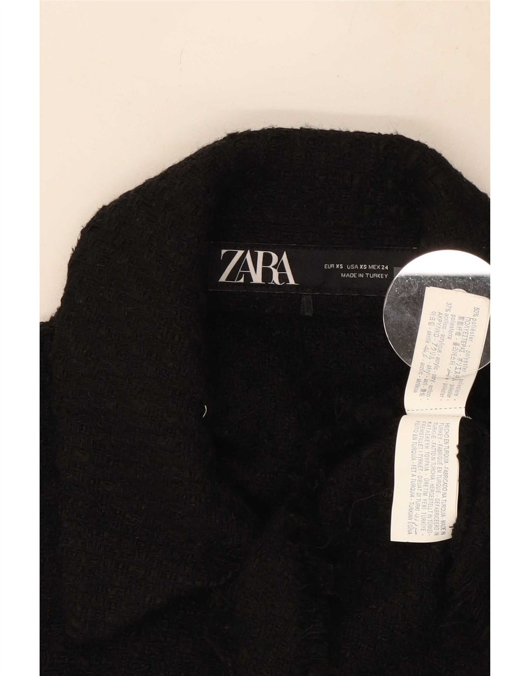 Zara Womens Crop Gilet UK 6 XS Sort Polyester