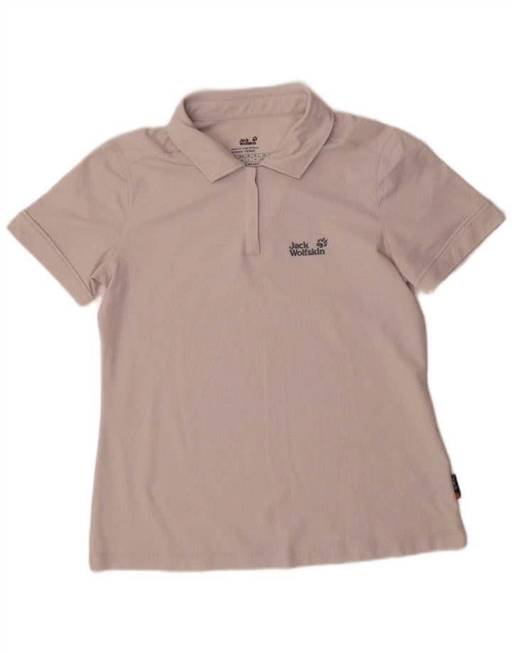 Jack Wolfskin Dame Polo Shirt UK 16 Large Grå Polyester