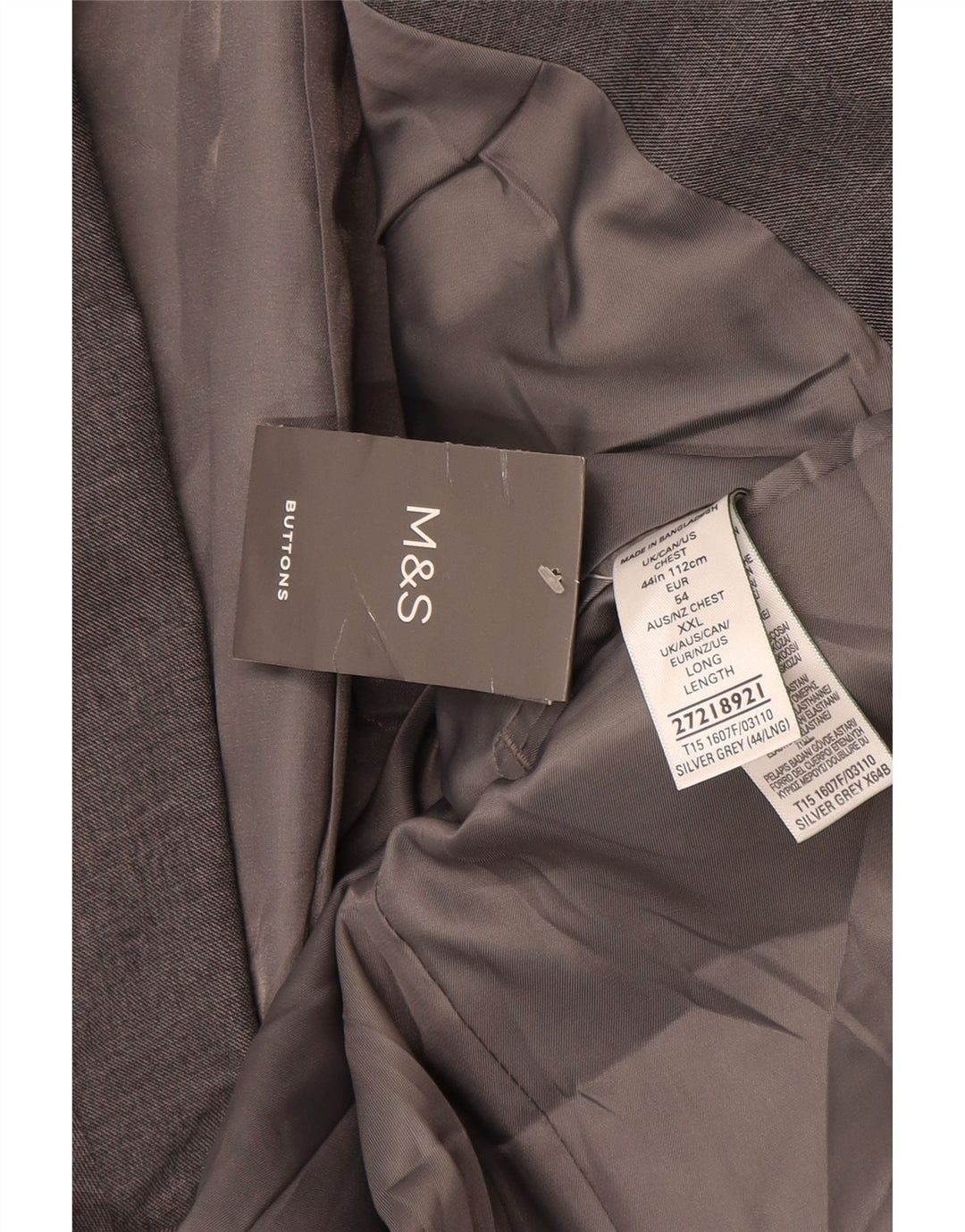Marks & Spencer Herre 2-knaps blazerjakke UK 44 XL Grå polyester