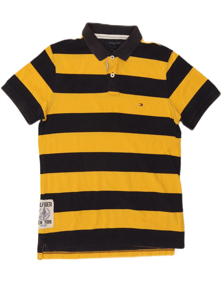 TOMMY HILFIGER Slim Fit poloshirt til mænd Stor gulstribet bomuld