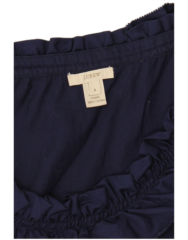 J. CREW Womens Ruffle Front Sleeveless Blouse Top US 4 Small Navy Blue