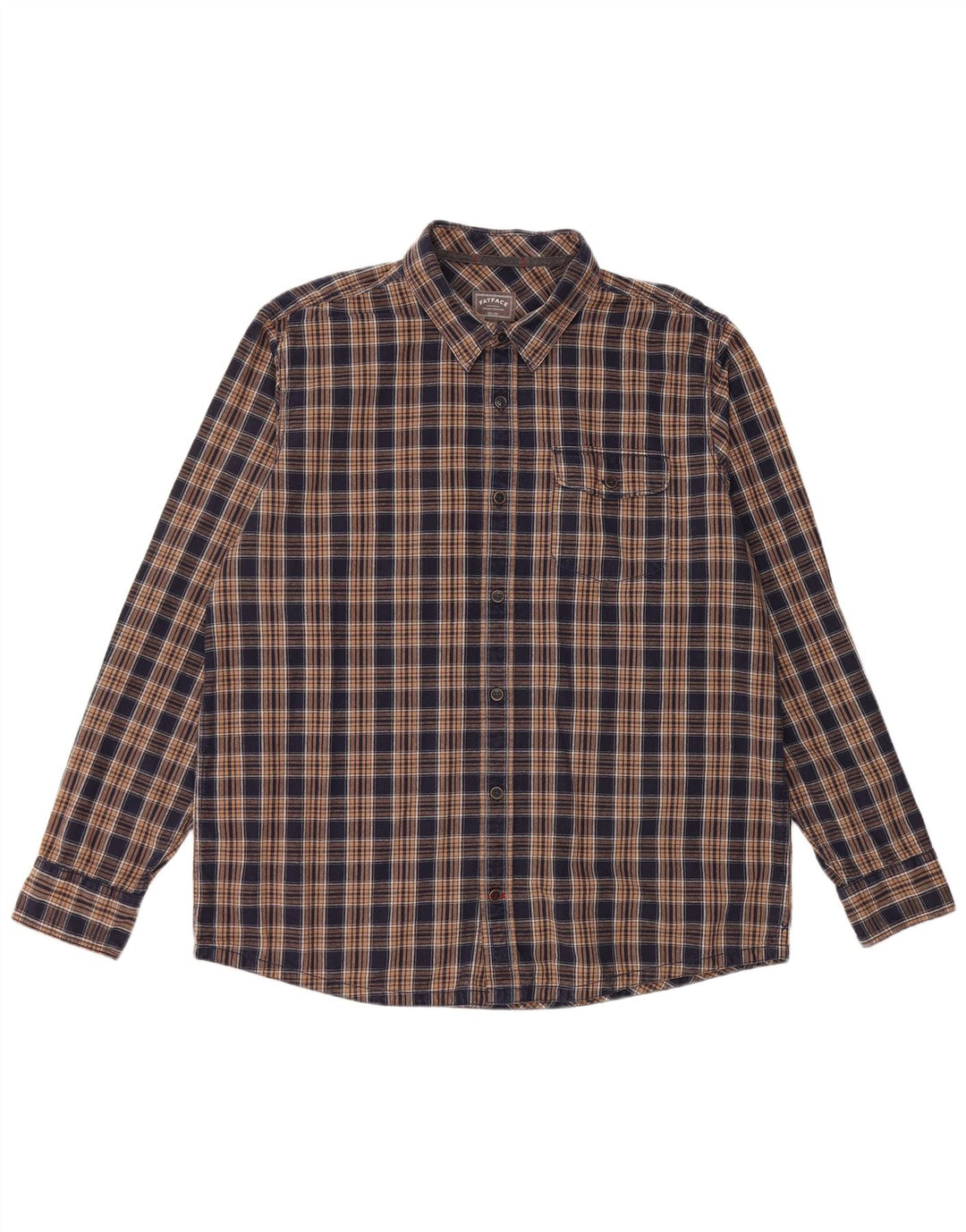 FAT FACE Mens Flannel Shirt XL Navy Blue Check Cotton