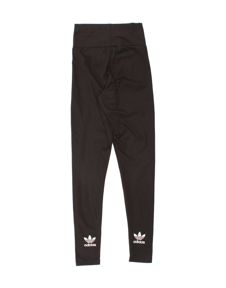 ADIDAS Womens Graphic Leggings UK 6 XS  Black Polyester Vintage Adidas and Second-Hand Adidas from Messina Hembry 