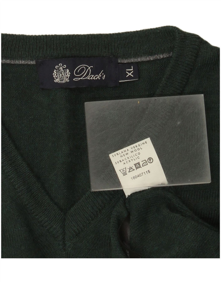 Dacks herre V-hals sweater XL Grøn uld