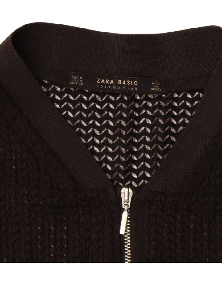 Zara Womens See throught Bomber Jacket UK 14 Medium Black