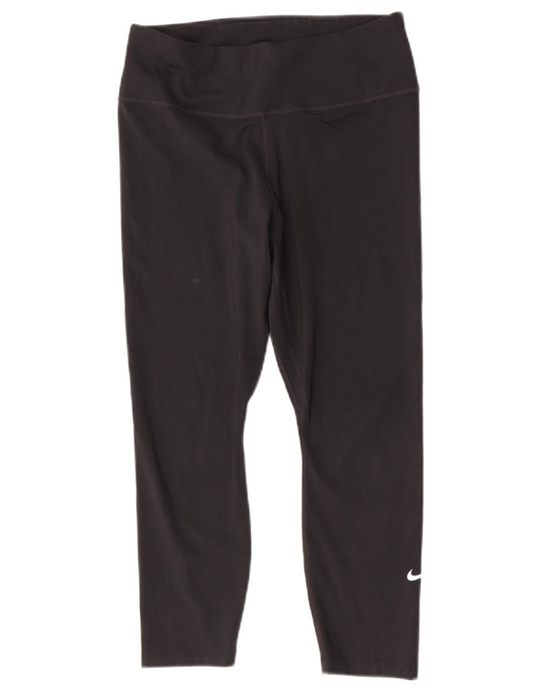 Nike Dame Dri Fit Capri Leggings UK 12 Medium Sort Polyester