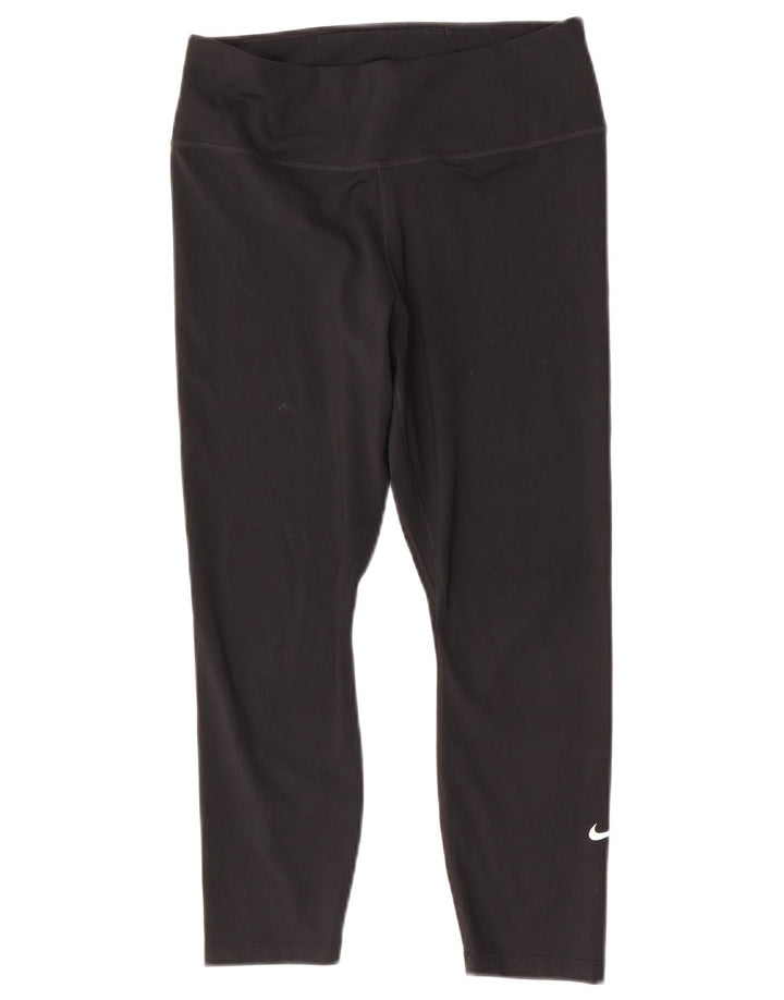 Nike Dame Dri Fit Capri Leggings UK 12 Medium Sort Polyester