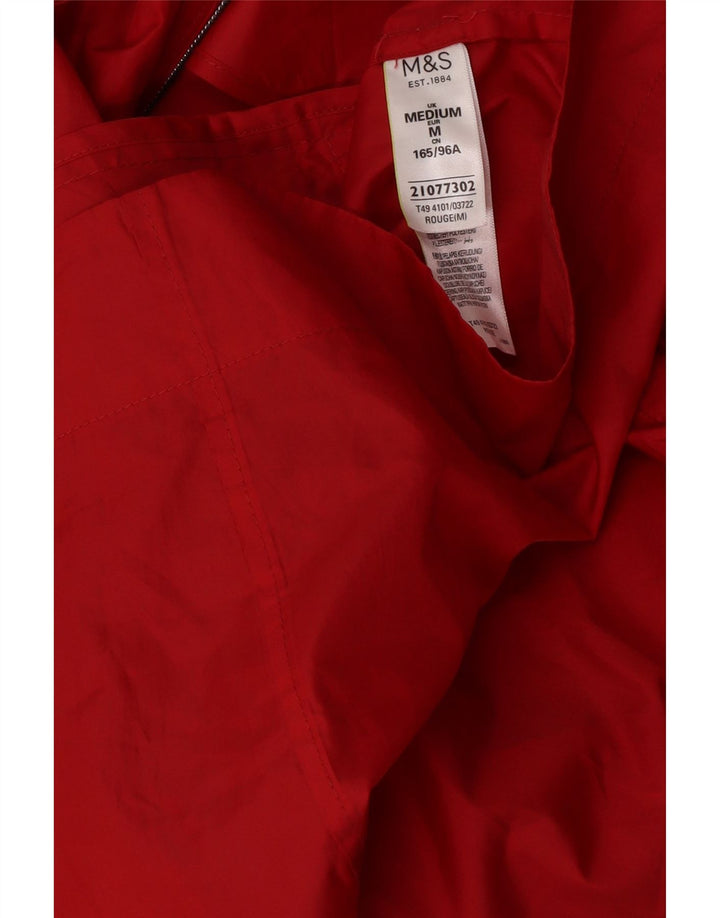 Marks & Spencer Regnfrakke med hætte til kvinder UK 14 Medium Rød Polyester