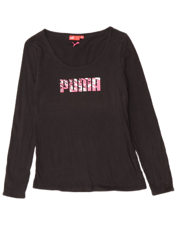 Puma Dame Grafisk Top Langærmet UK 12 Medium Sort