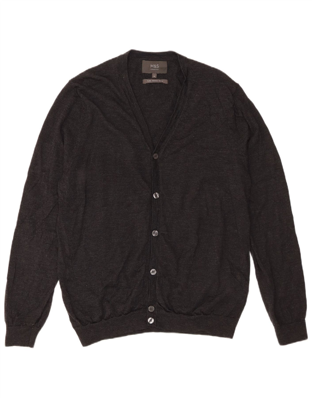 Marks & Spencer Herre Cardigan Sweater XL Grå Merinould