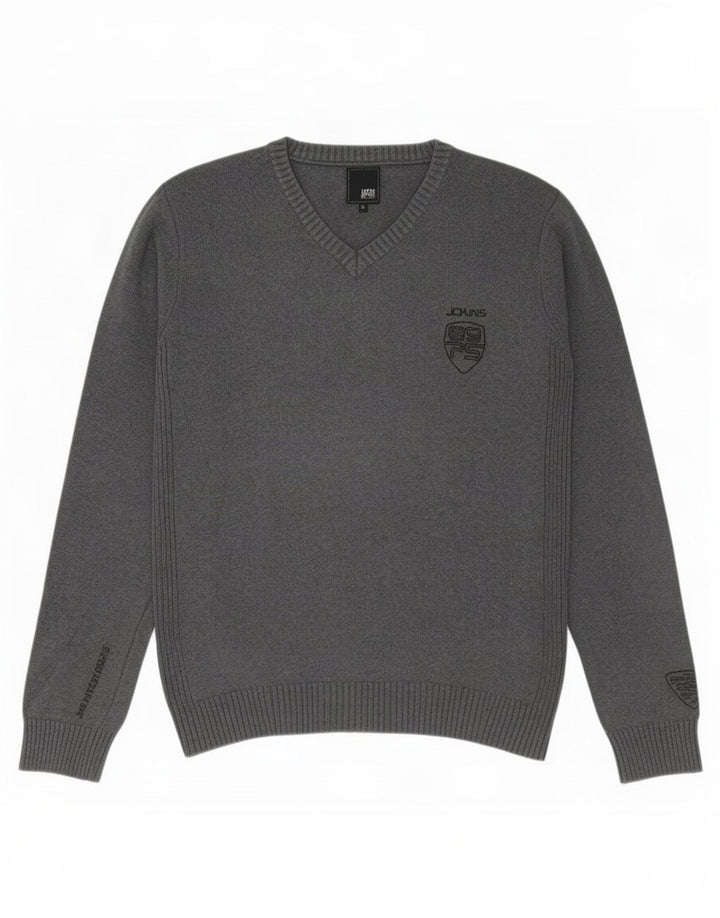 Jack & Jones Herre V-hals sweater mellemgrå bomuld