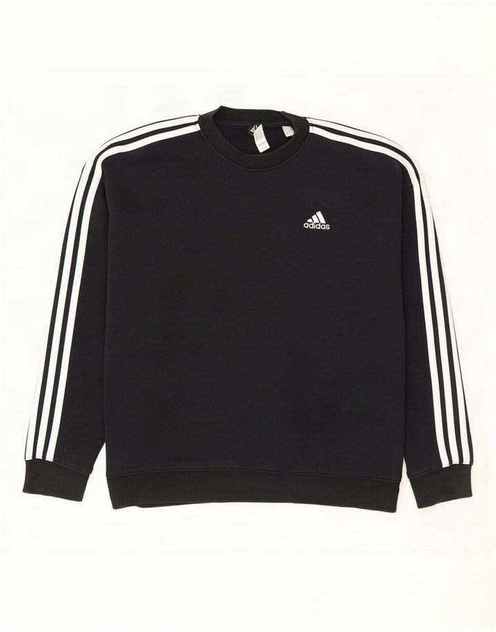 Adidas Dame Oversized Sweatshirt Jumper UK 12/14 Medium Sort Bomuld