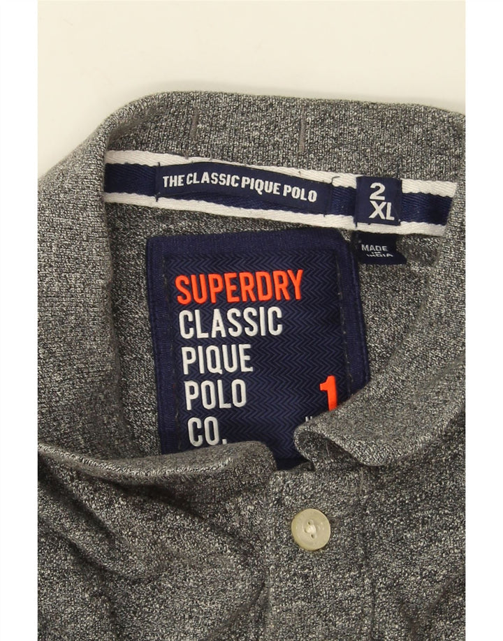 Superdry Mens Polo Shirt 2XL Grey Flecked Cotton