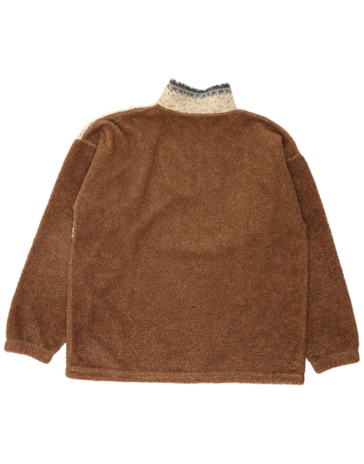 Vinci herre lynlås hals fleece jumper stor brun colourblock polyester