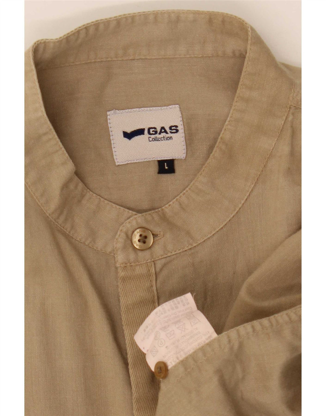 Gas Herreskjorte Stor Beige Rayon