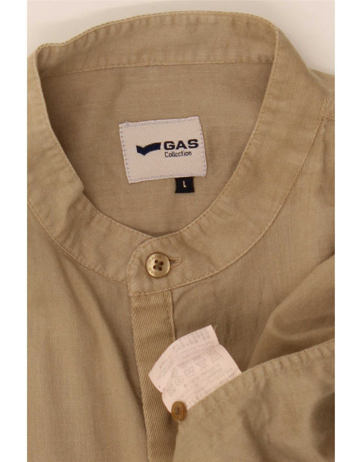 Gas Herreskjorte Stor Beige Rayon