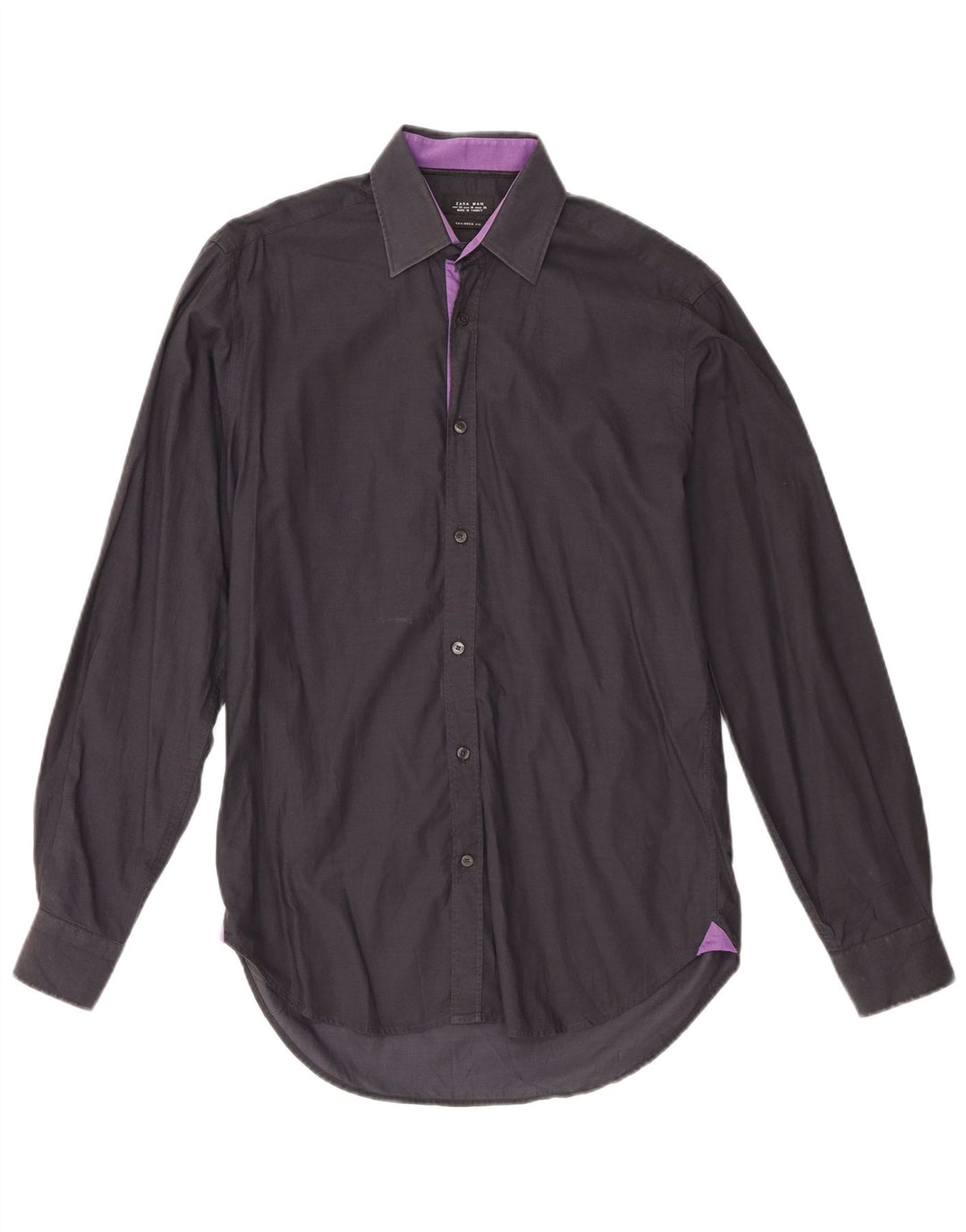 Zara Herre Skræddersyet Fit Shirt EU 38 Medium Navy Blue
