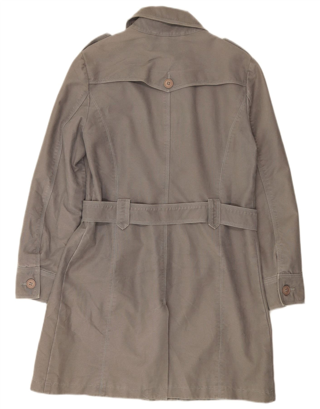 Laura Ashley Dame Trench Coat UK 14 Stor Grå Bomuld