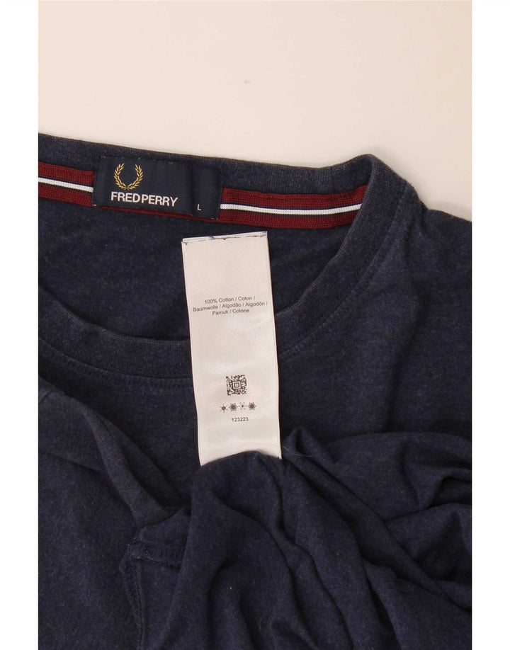 Fred Perry Herre T-shirt Top Stor marineblå bomuld