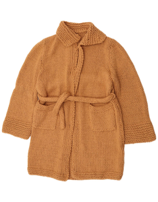 Vintage Dame Longline Cardigan Sweater UK 16 Stor Brun