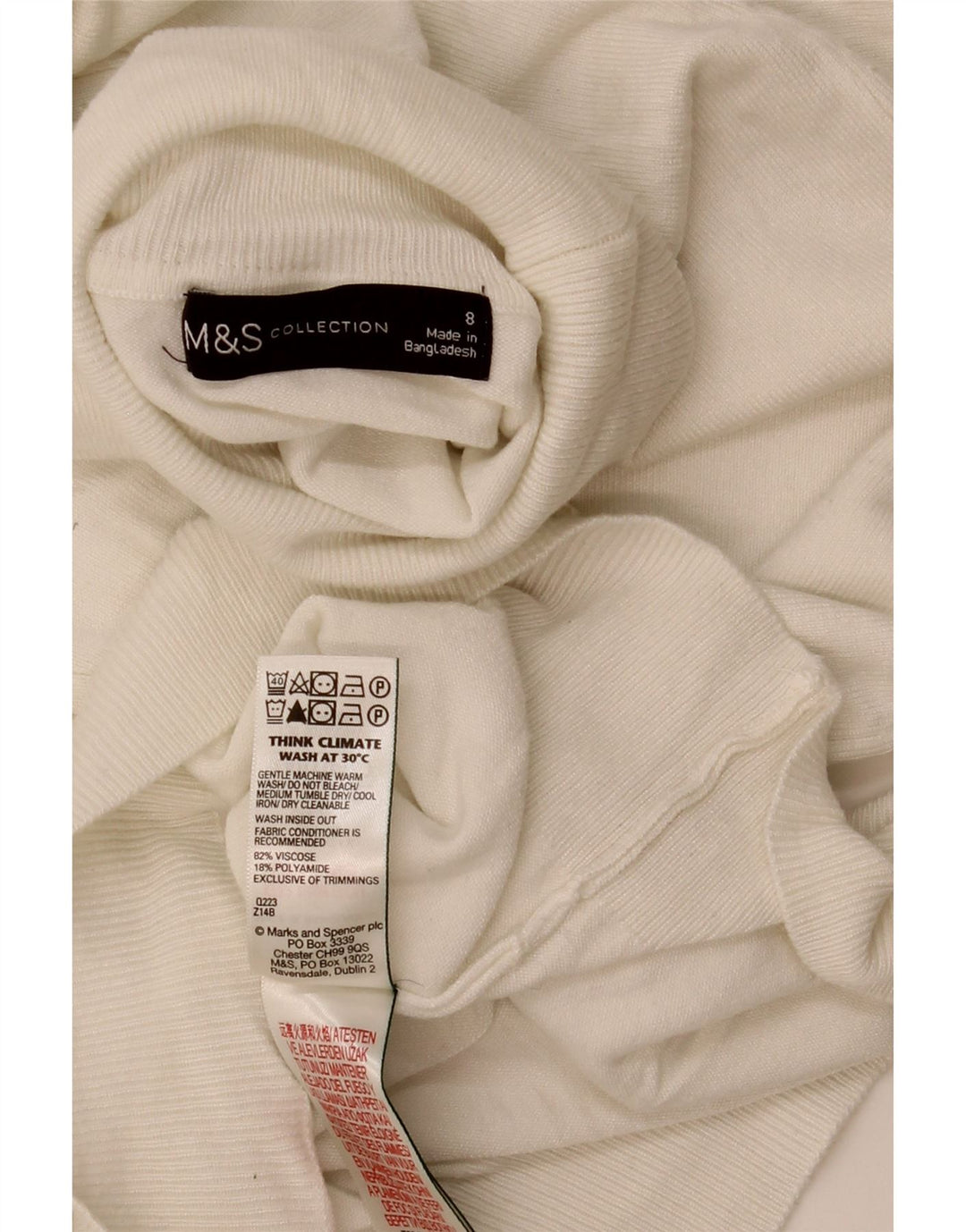 Marks & Spencer Dame Rullehals Sweater UK 8 Small White