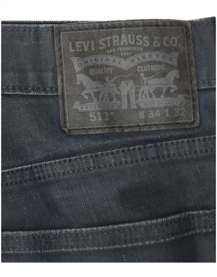 Levi's Herre 511 Slim Jeans W34 L32 Marineblå Bomuld