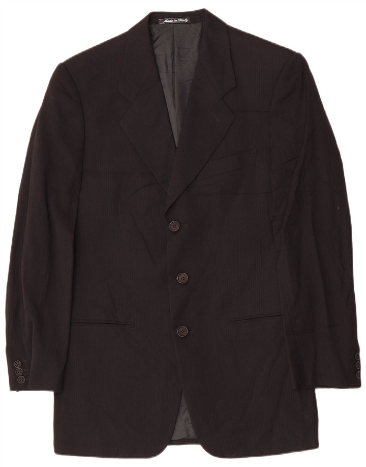 Giorgio Armani Herre 3-knaps blazerjakke IT 46 Lille sort nålestribet uld