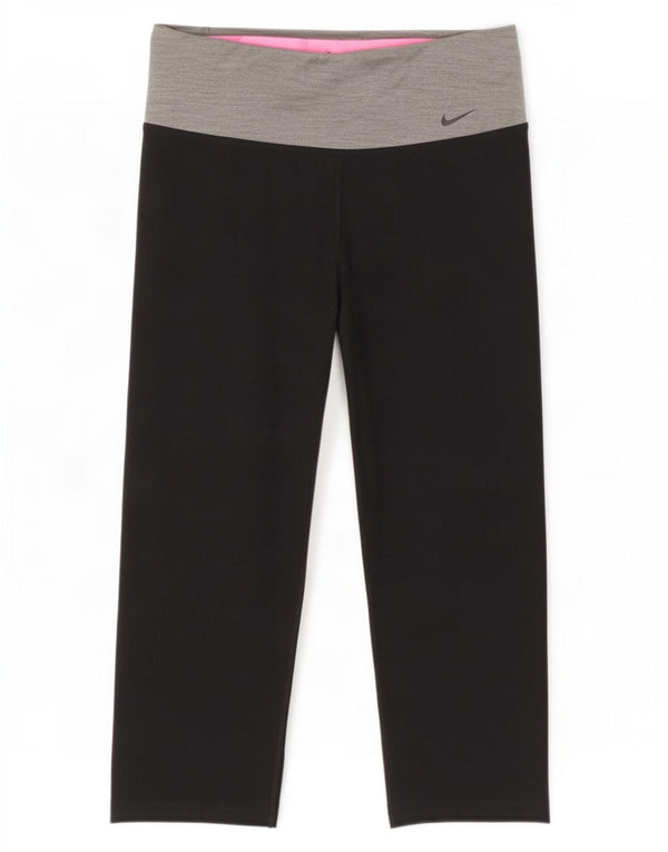 Nike Dame Dri Fit Capri Leggings UK 8 Small Black Colourblock