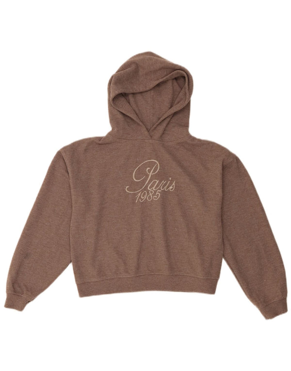 Zara Girls Crop grafisk hættetrøje 13-14 år brun polyester