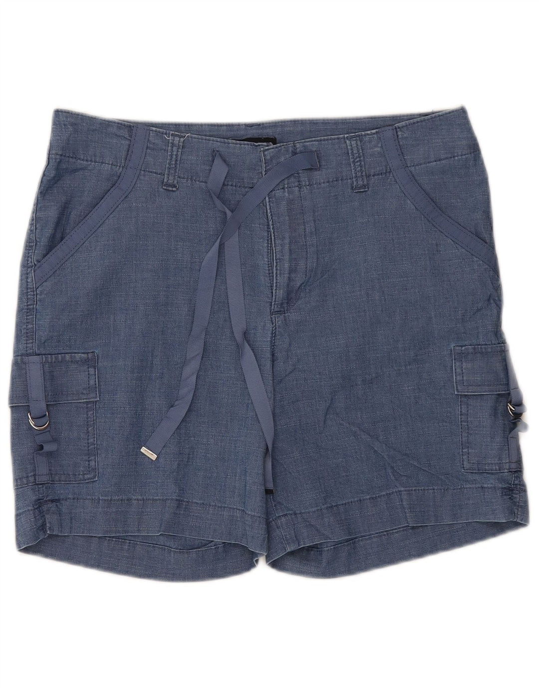 LEE Womens Regular Fit Mid Rise Cargo Shorts US 10 Large W34 Blue Cotton