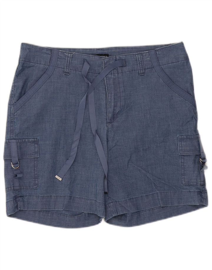 LEE Womens Regular Fit Mid Rise Cargo Shorts US 10 Large W34 Blue Cotton