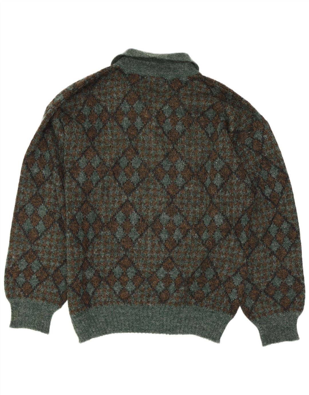 Suspense Herre Polo Neck Jumper Sweater IT 50 Medium Green Argyle/Diamond