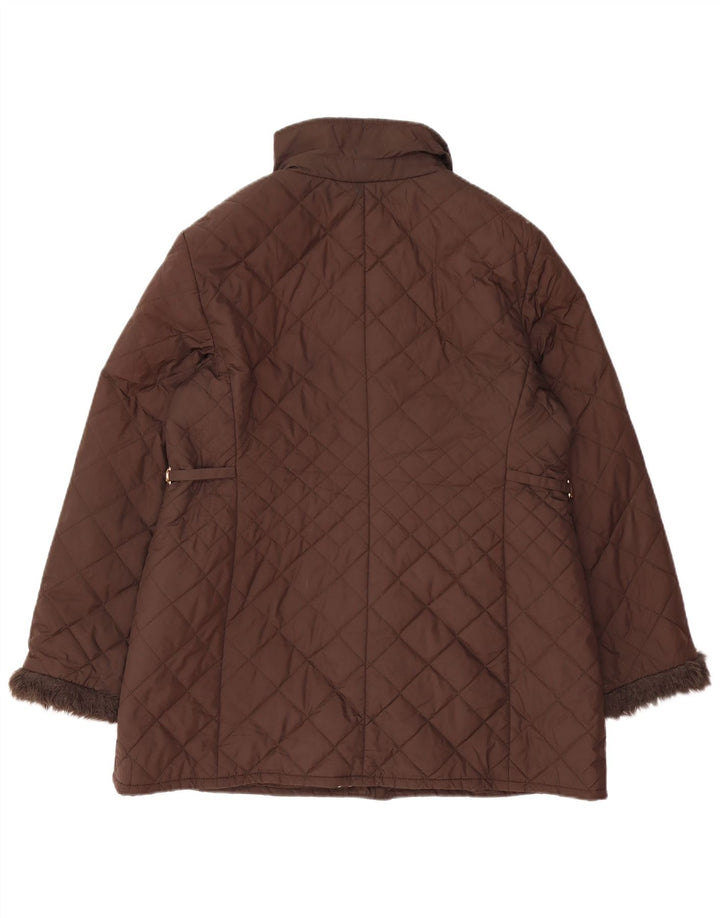 Marks & Spencer Quiltet jakke til kvinder UK 16 Stor brun polyester