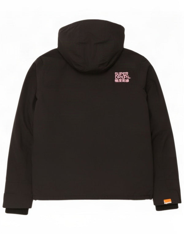 Superdry Womens The Windcheater Hooded Windbreaker Jacket UK 16 Large Black
