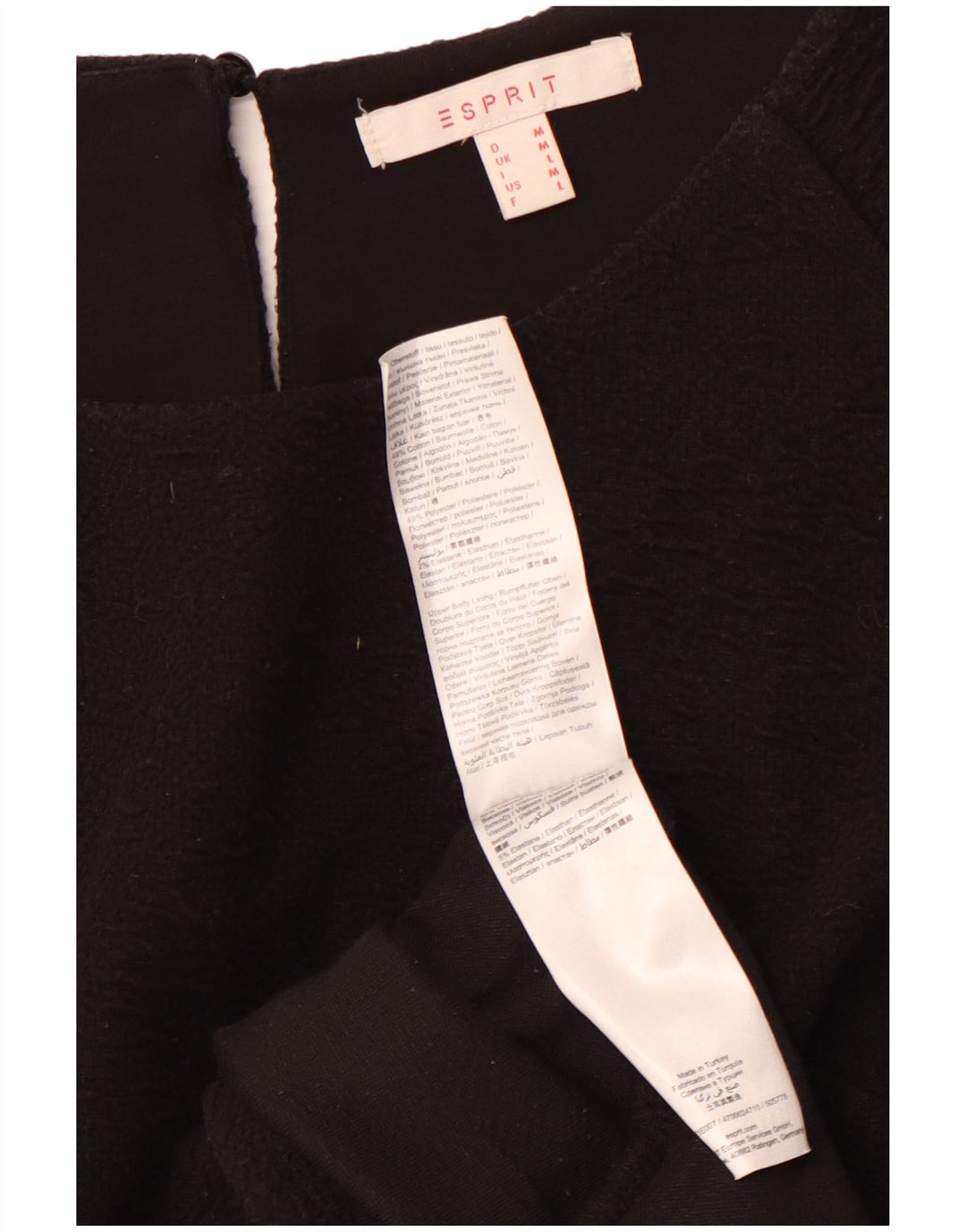 ESPRIT Dame A-Line Kjole UK 12 Medium Sort Bomuld