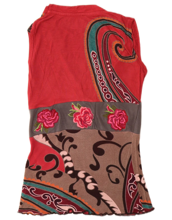 DESIGUAL Dame ærmeløs bluse Top UK 8 Small Multicolored Floral