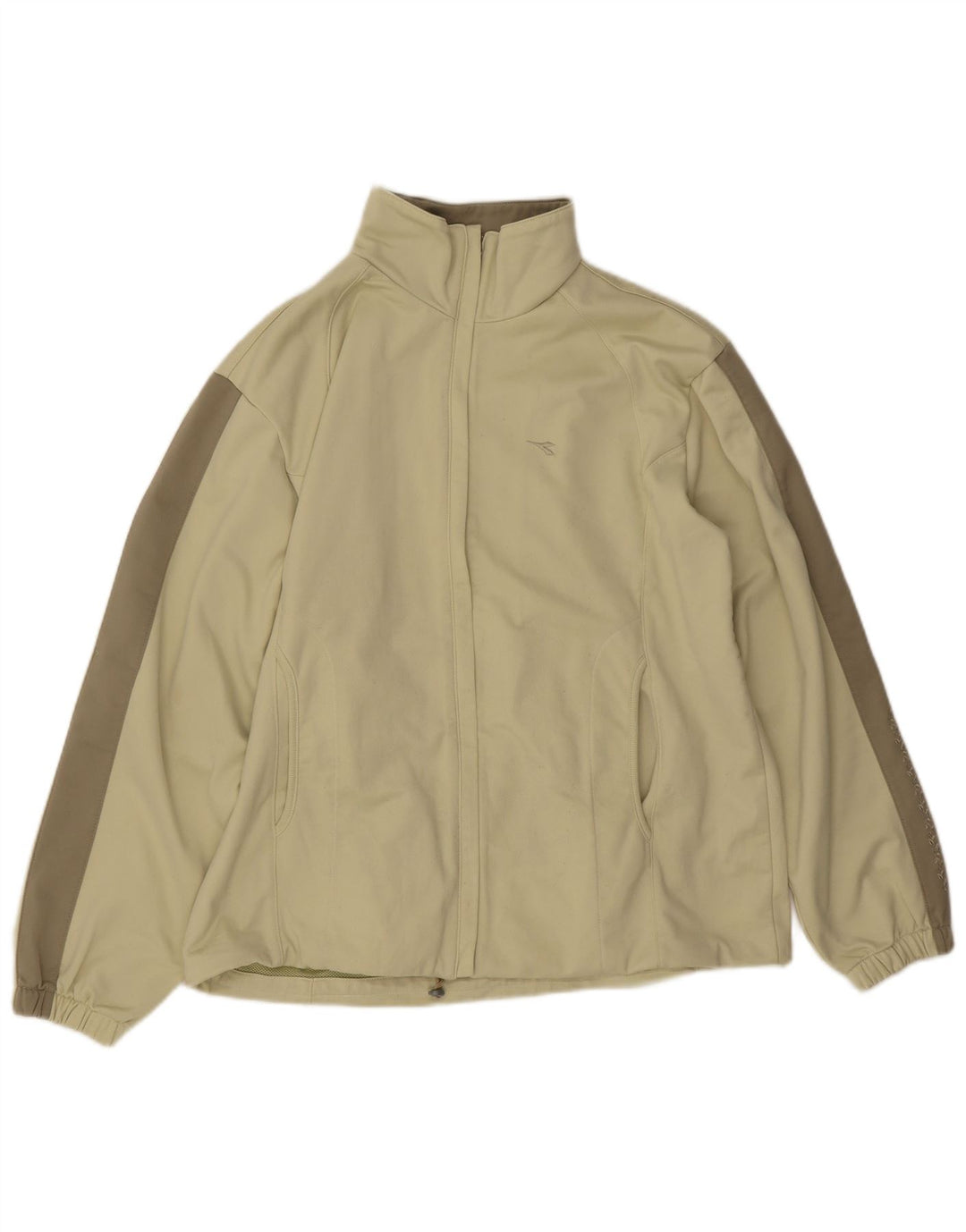 Diadora træningsdragt topjakke til kvinder UK 14 Large Beige Colourblock Polyester