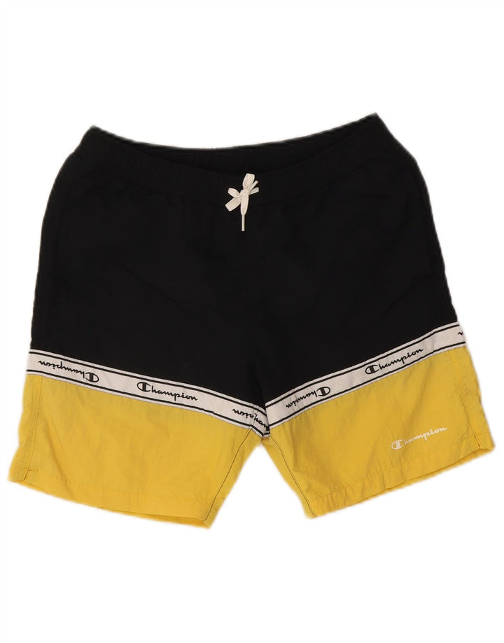 CHAMPION Boys Swimming Shorts 13-14 Years XL Black Colourblock Polyester