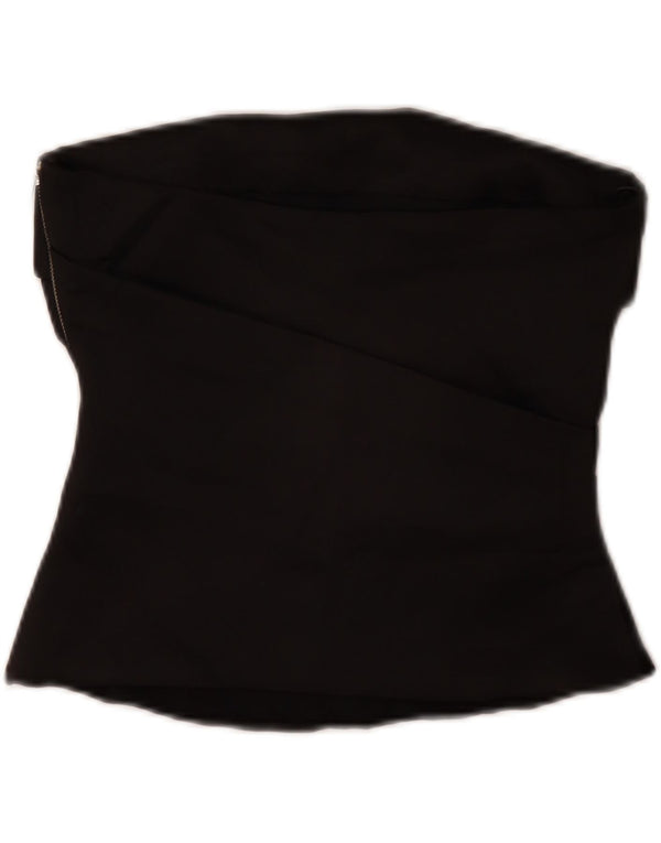 Zara Womens Crop stropløs top UK 10 Small Black Polyester