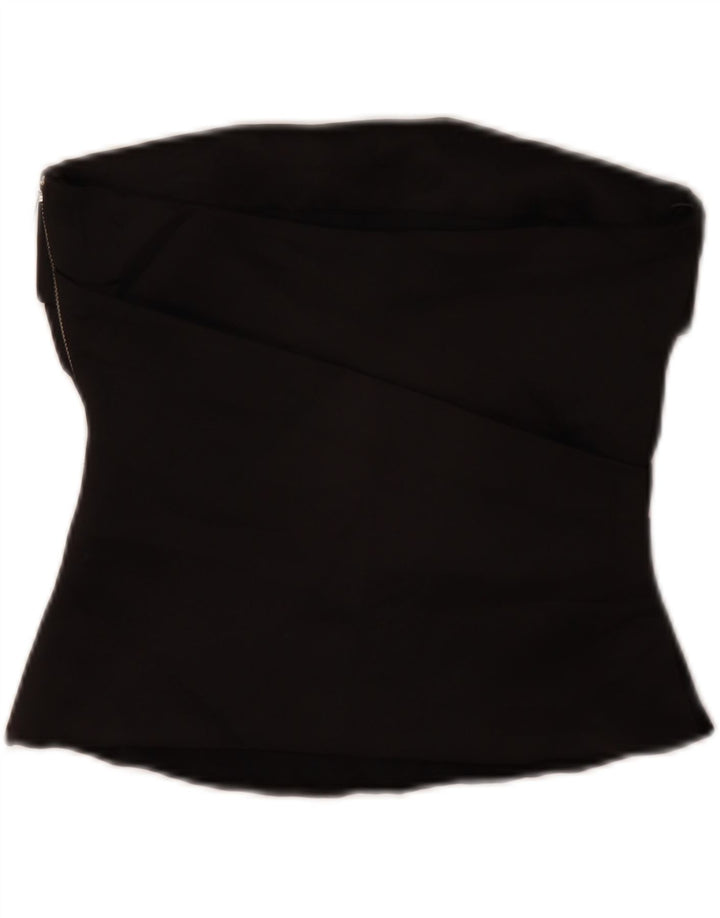 Zara Womens Crop stropløs top UK 10 Small Black Polyester