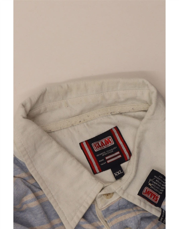 Slam Langærmet Polo Shirt til mænd 2XL Blå Stribet Bomuld