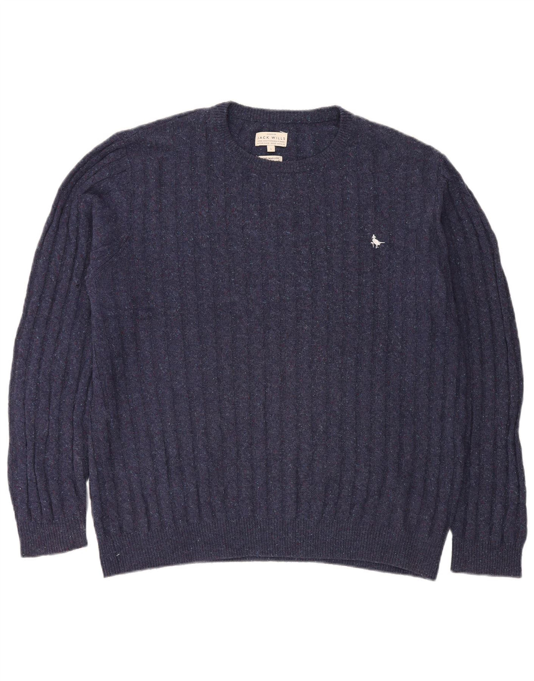 JACK WILLS Herre Crew Neck trøje Sweater Large Navy Blue Flecked