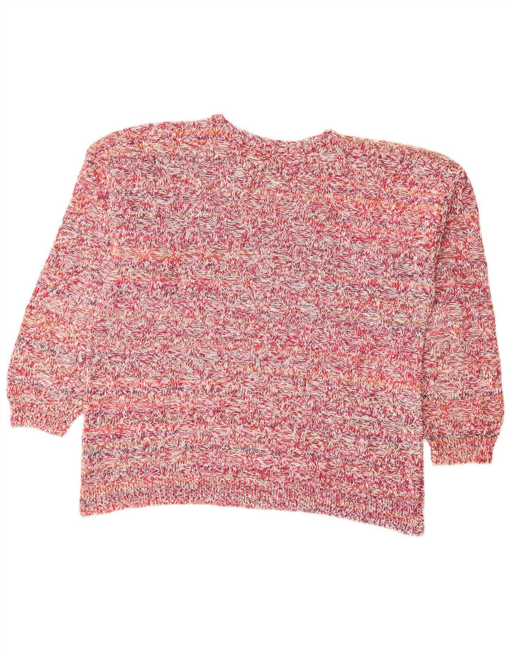 VINTAGE Dame Boat Neck Jumper Sweater UK 18 XL Pink Flecked