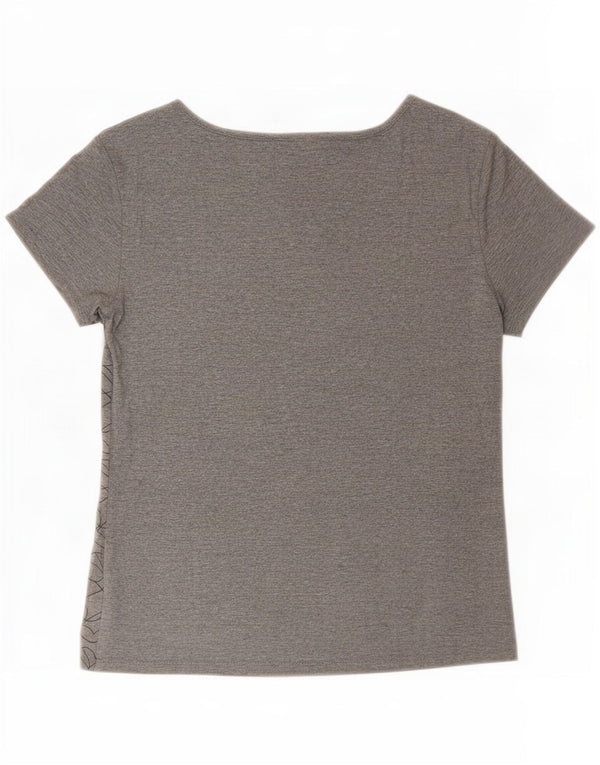 Armani Jeans Dame Grafisk T-Shirt Top IT 44 Medium Grey Cotton Heart