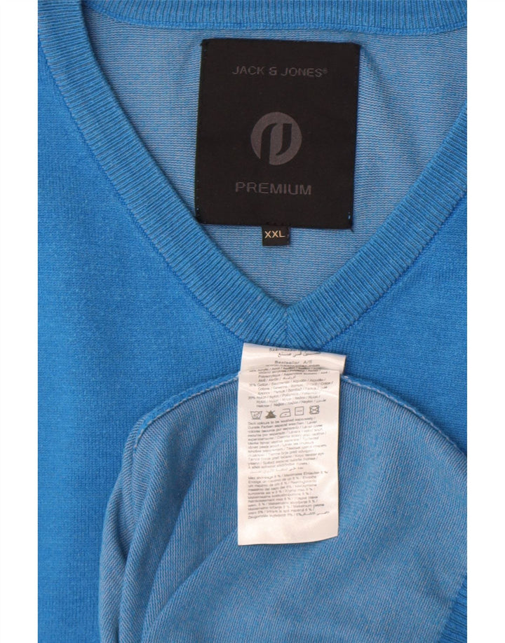 Jack & Jones Herre V-hals sweater 2XL Blå Akryl